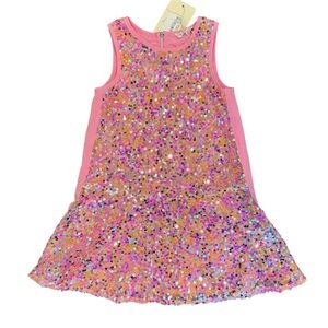 Hannah Banana Drop Waist Sequin Neon Pink Dress girls size 6 NWT